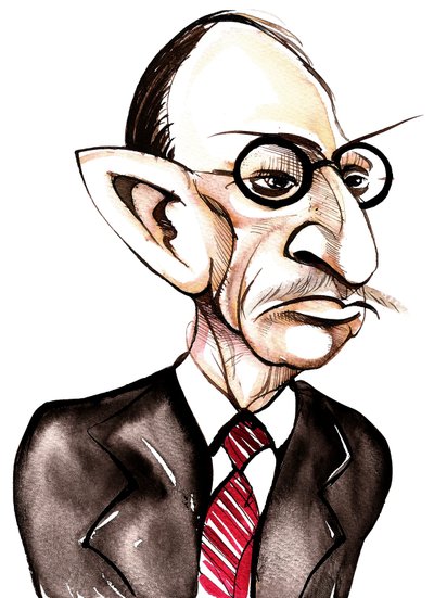 Russian-born composer and conductor Igor Stravinsky; caricature by Neale Osborne